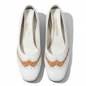 Vintage California Magdesians Women’s White Leather Cork Wedges Shoes 6M